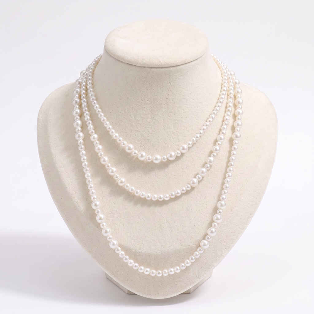 Collier de perles en multirang, vue de face