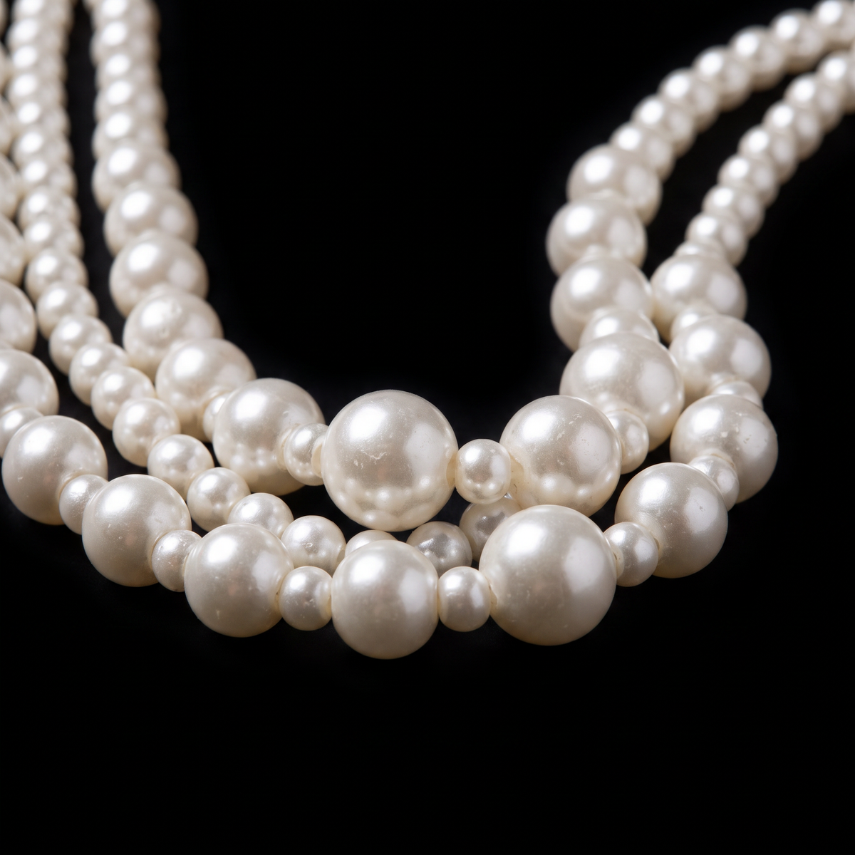 Collier de perles en multirang, motif en gros plan