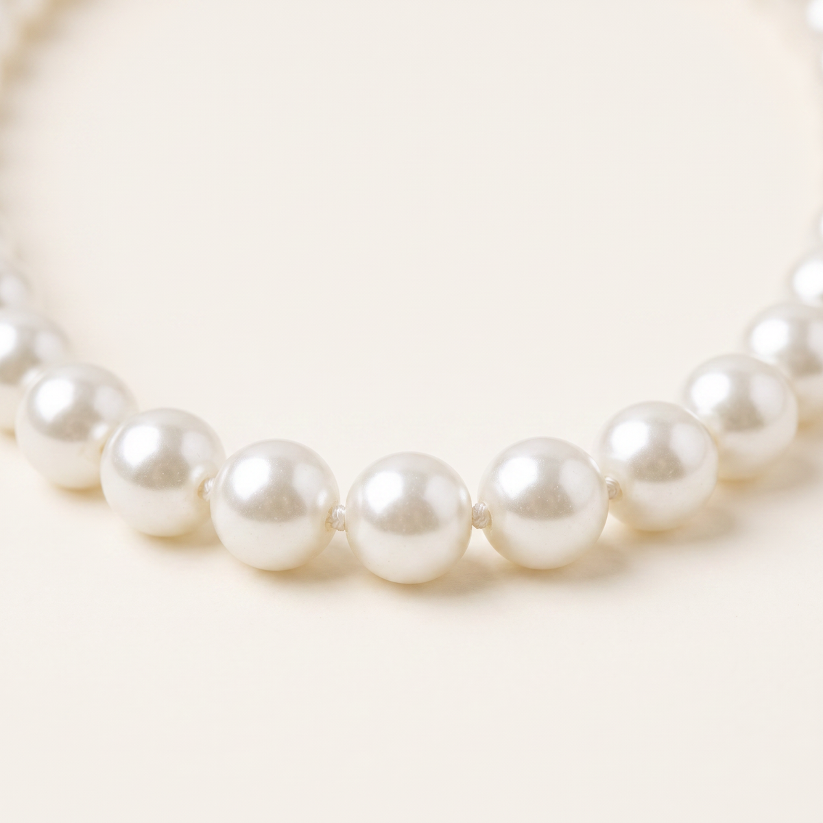 Collier de perles nacrées 14 mm, détail du motif