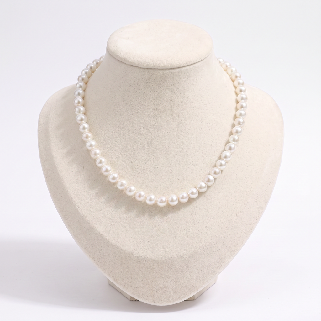Collier de perles nacrées 14 mm, vue de face