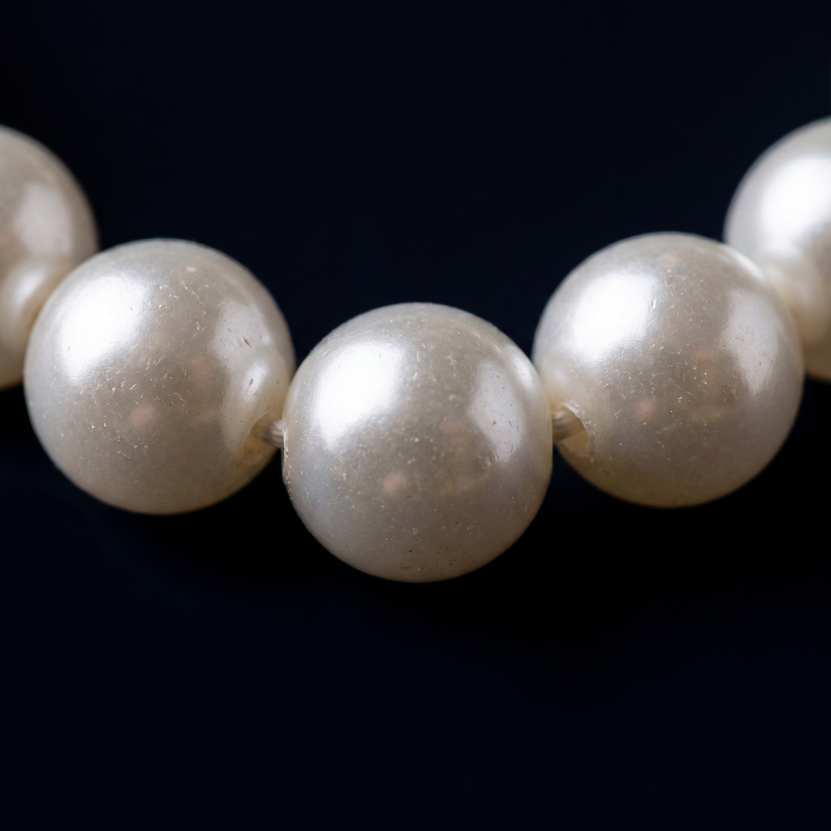 Collier de perles nacrées 14 mm, motif en gros plan