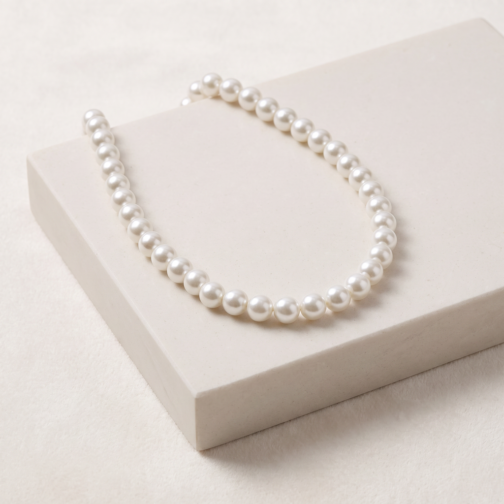 Collier de perles nacrées 12 mm — Blanc