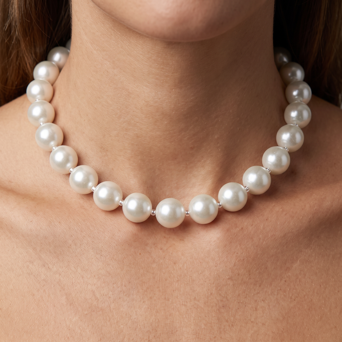 Collier ras de cou, porté