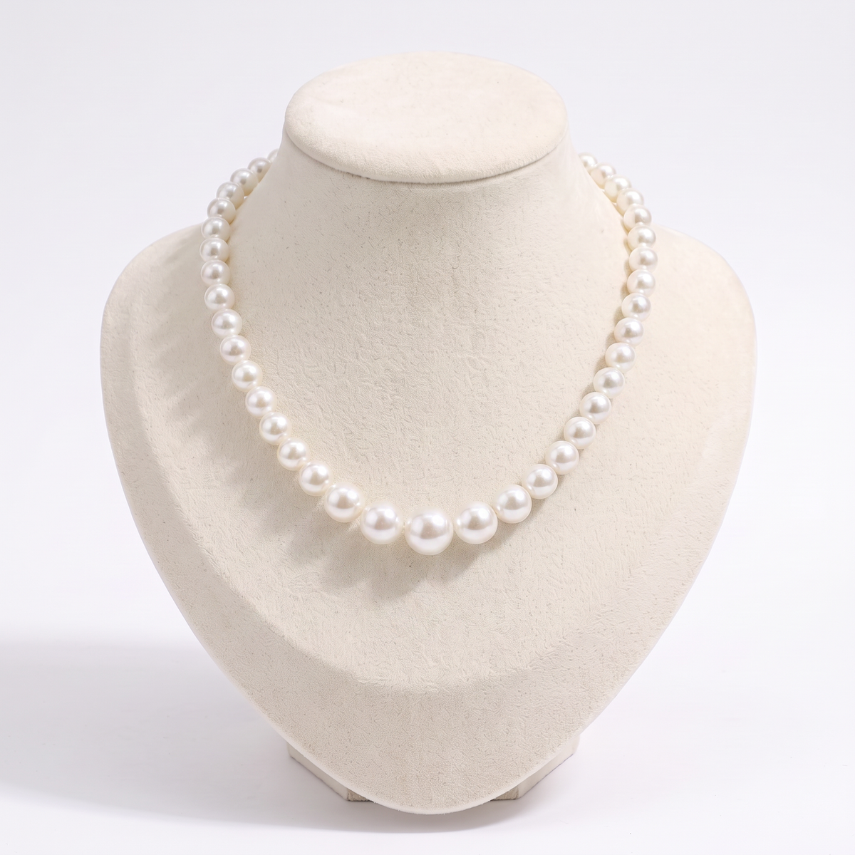 Collier de perles nacrées en dégradé 20 mm, vue de face
