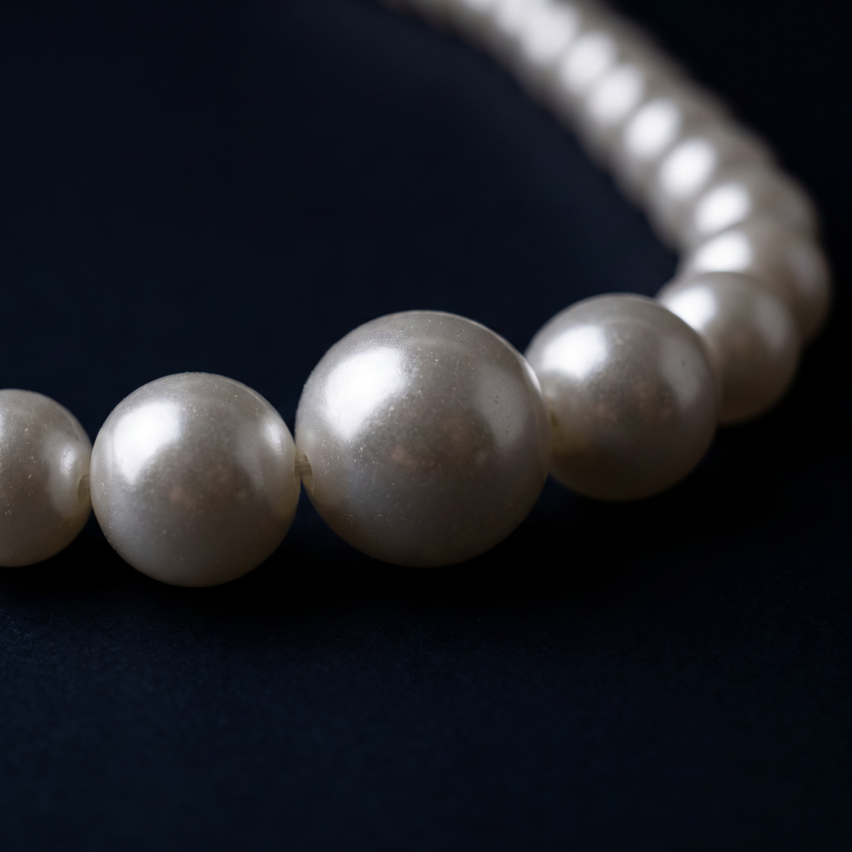 Collier de perles nacrées en dégradé 20 mm, motif en gros plan