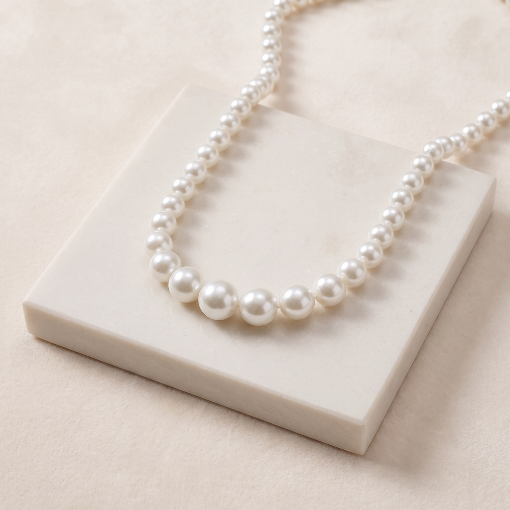 Collier de perles nacrées en dégradé 20 mm — Blanc