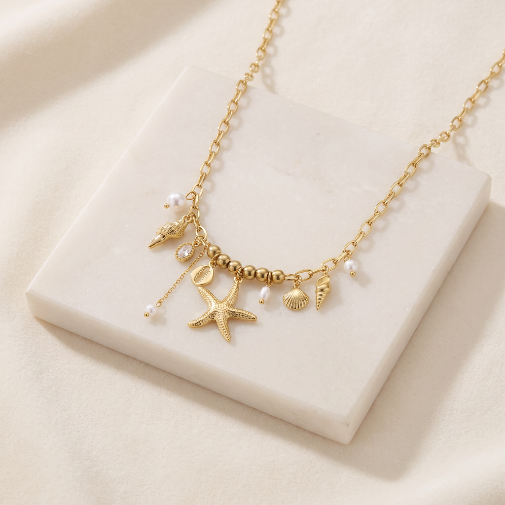 Collier charms étoile de mer — Doré