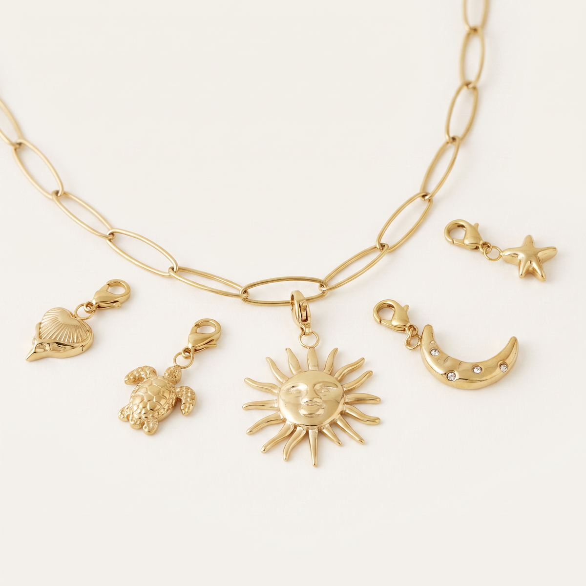 Collier soleil à breloques, ensemble à composer, détail du motif