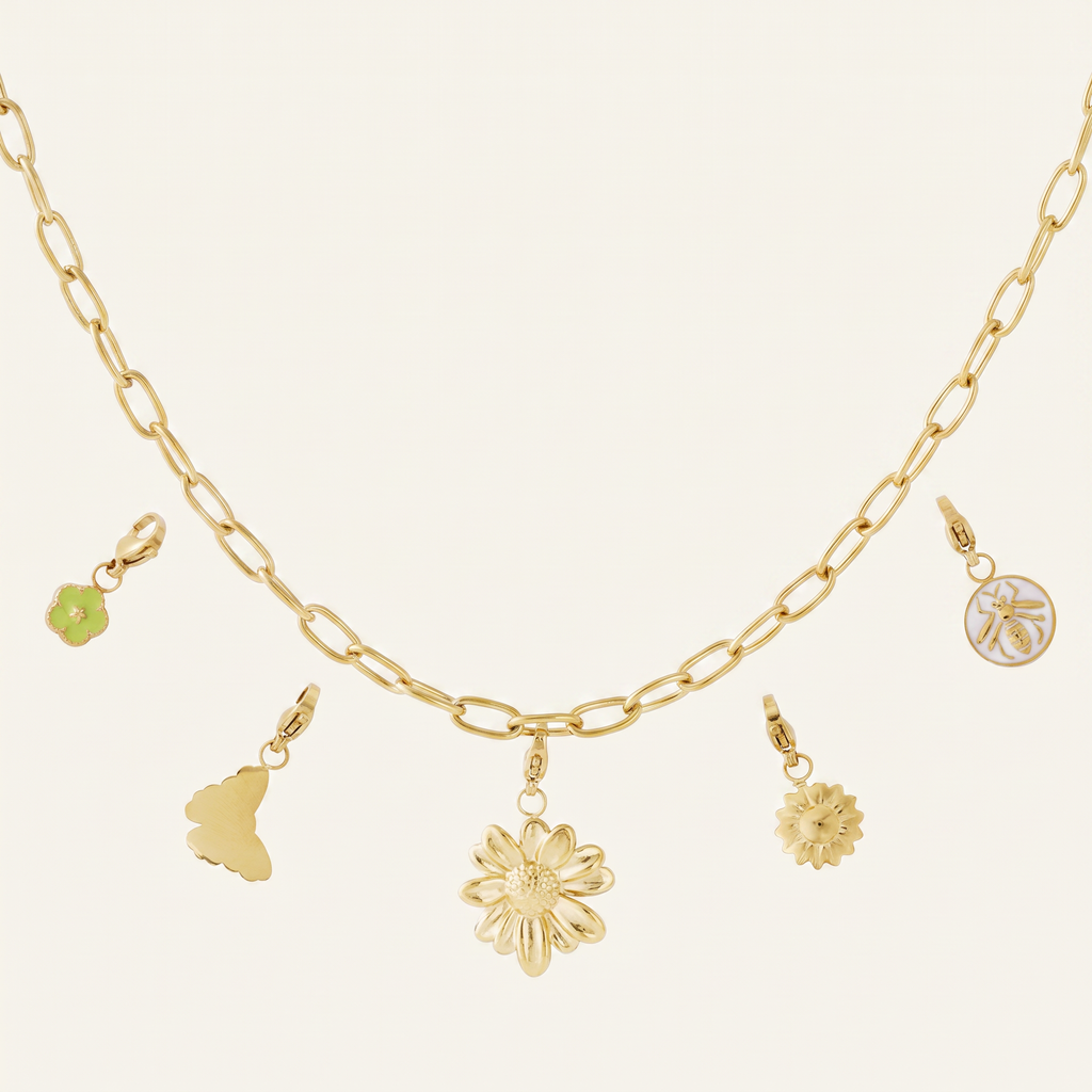 Collier fleur à breloques, ensemble à composer, détail du motif