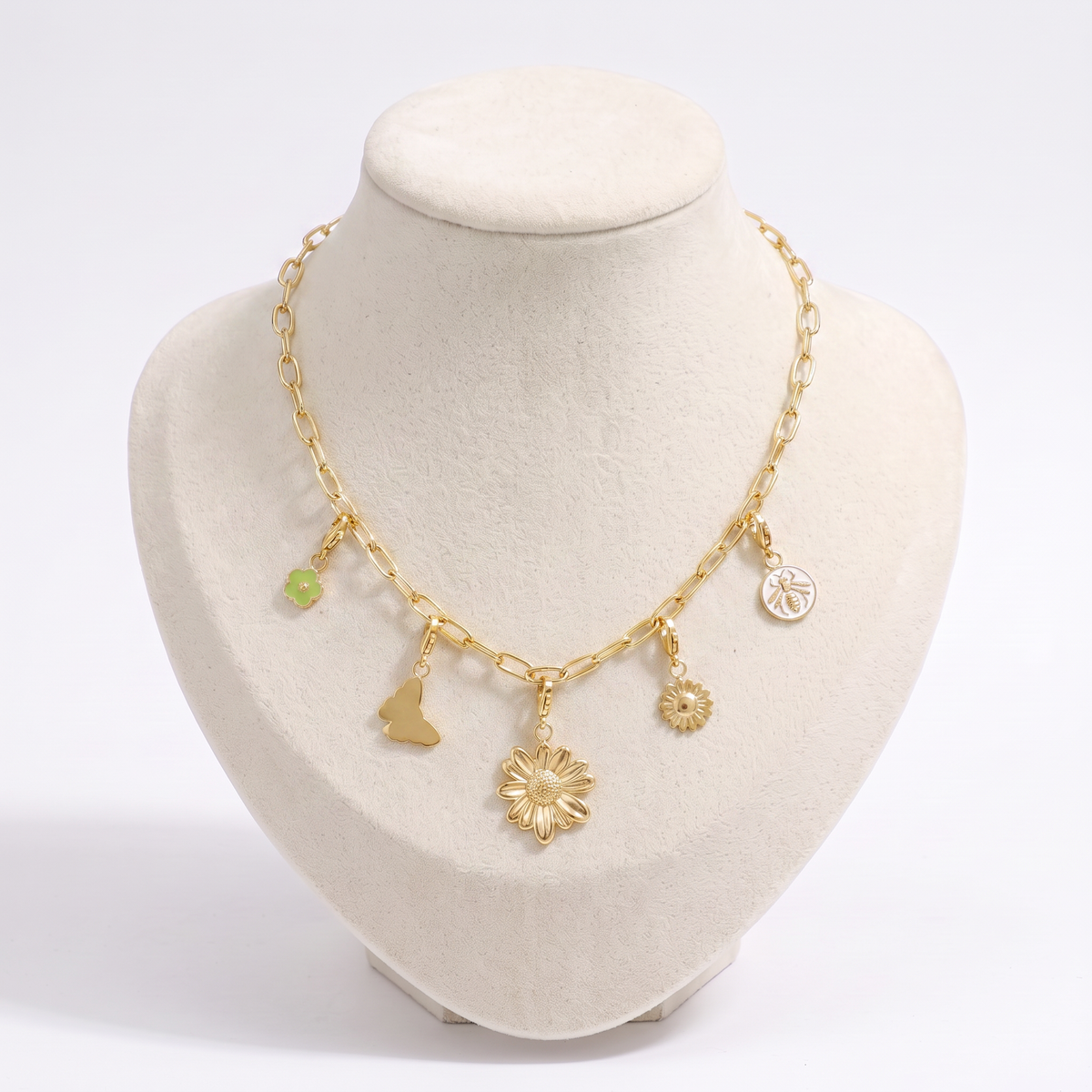 Collier fleur à breloques, ensemble à composer, vue de face