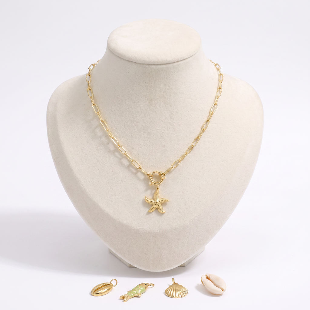 Collier étoile de mer à breloques, ensemble à composer, vue de face