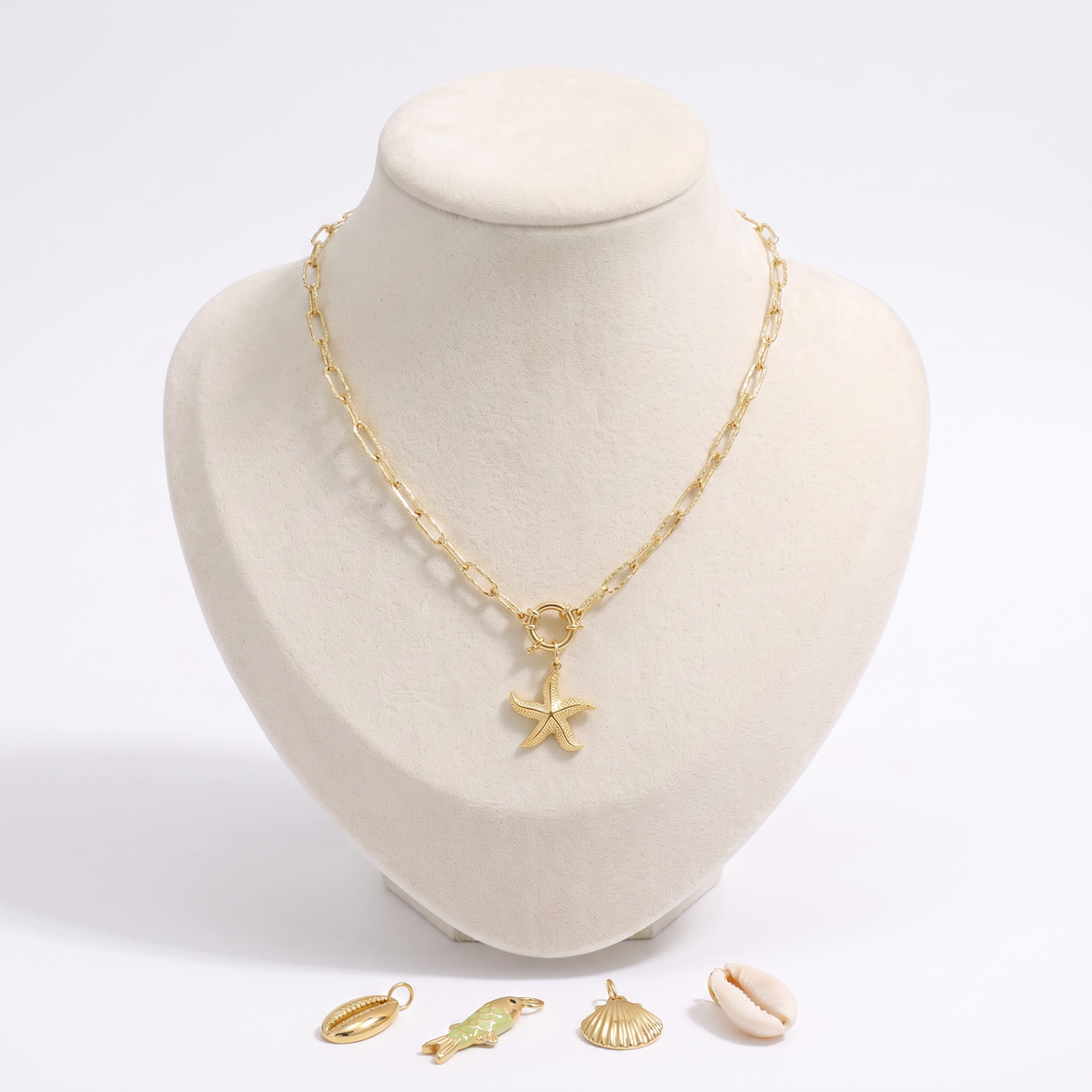 Collier étoile de mer à breloques, ensemble à composer, vue de face