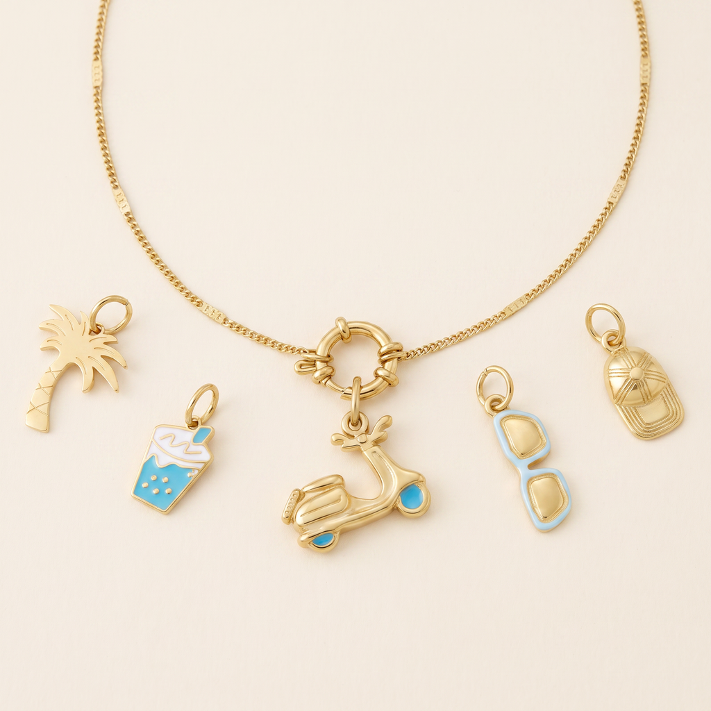 Collier à breloques colorées, ensemble à composer, détail du motif