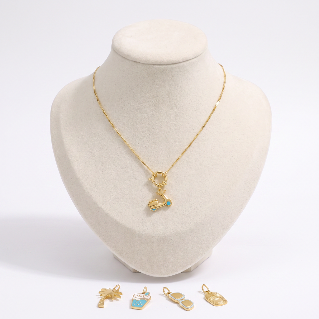 Collier à breloques colorées, ensemble à composer, vue de face