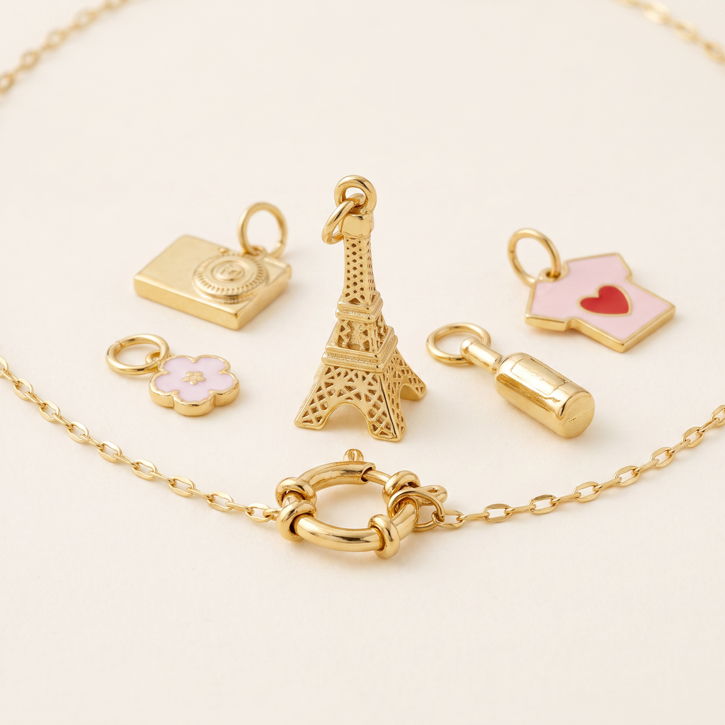 Collier Tour Eiffel à breloques, ensemble à composer, détail du motif