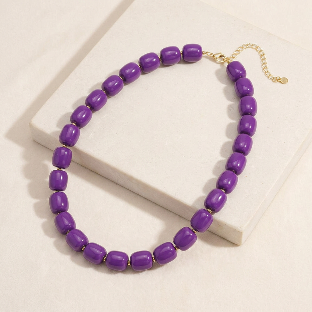 Collier de perles doré — Violet