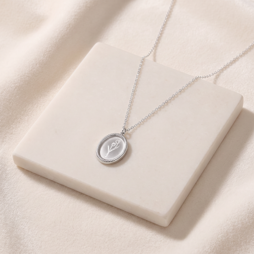 Collier pendentif à médaillon — Argenté