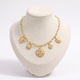 Collier soleil grosse maille, vue de face, doré