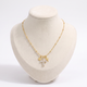 Collier croix et étoile à strass, vue de face, doré