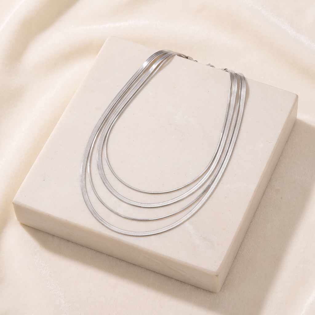 Collier serpent en multirang — Argenté