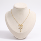 Collier croix, cœur et étoile à strass, vue de face, doré