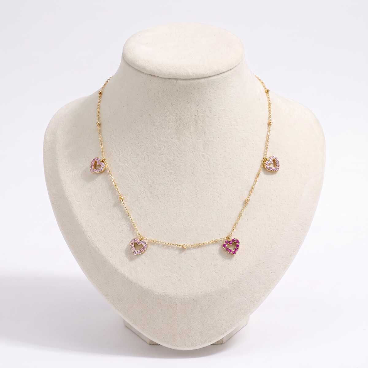 Collier cœur à strass rose, vue de face