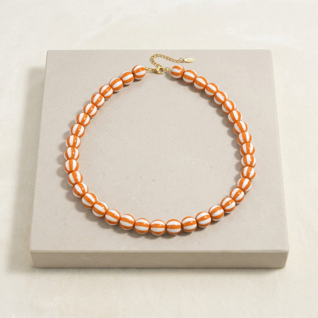 Collier de perles rayé en couleurs — Orange