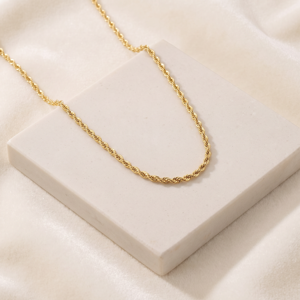Collier chaîne maille torsadée 2 mm 50 cm — Doré