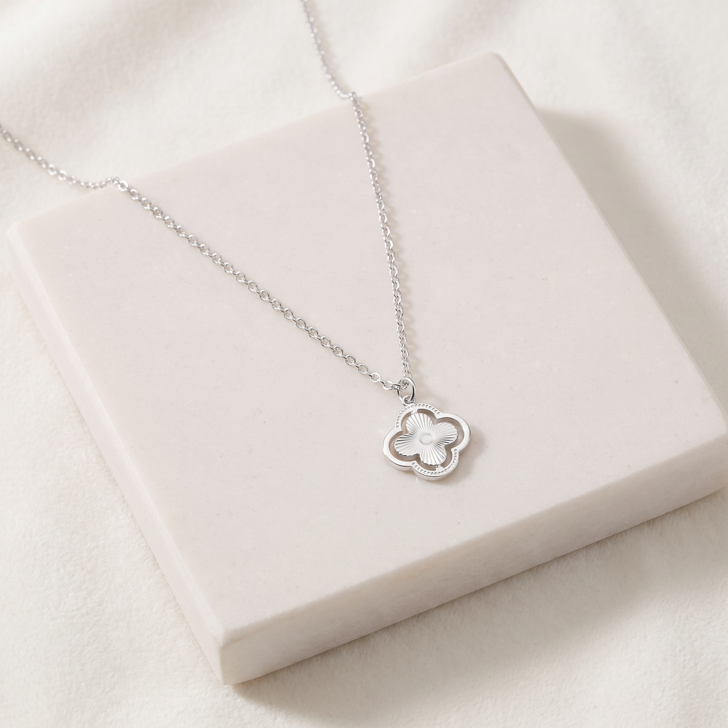 Collier trèfle double rang — Argenté