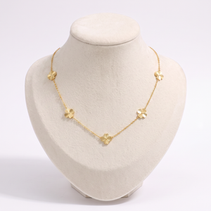 Collier trèfle maille fine, vue de face, doré