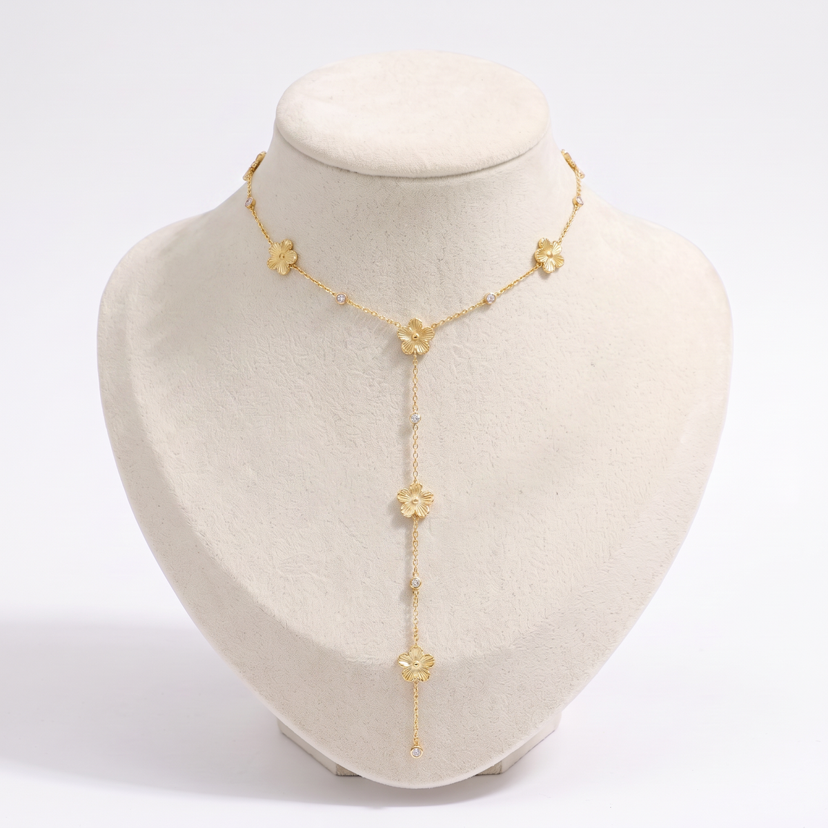 Collier marguerite à strass, vue de face, doré