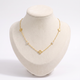 Collier trèfle à strass sur chaîne, vue de face, doré