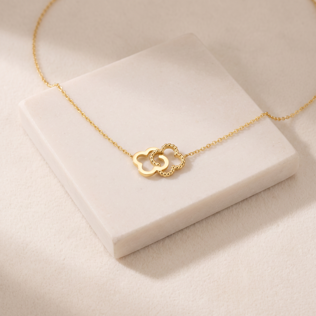 Collier trèfle 39 cm — Doré