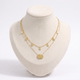 Collier étoile et lune double rang, vue de face, doré