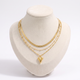 Collier cœur doré triple rang, vue de face