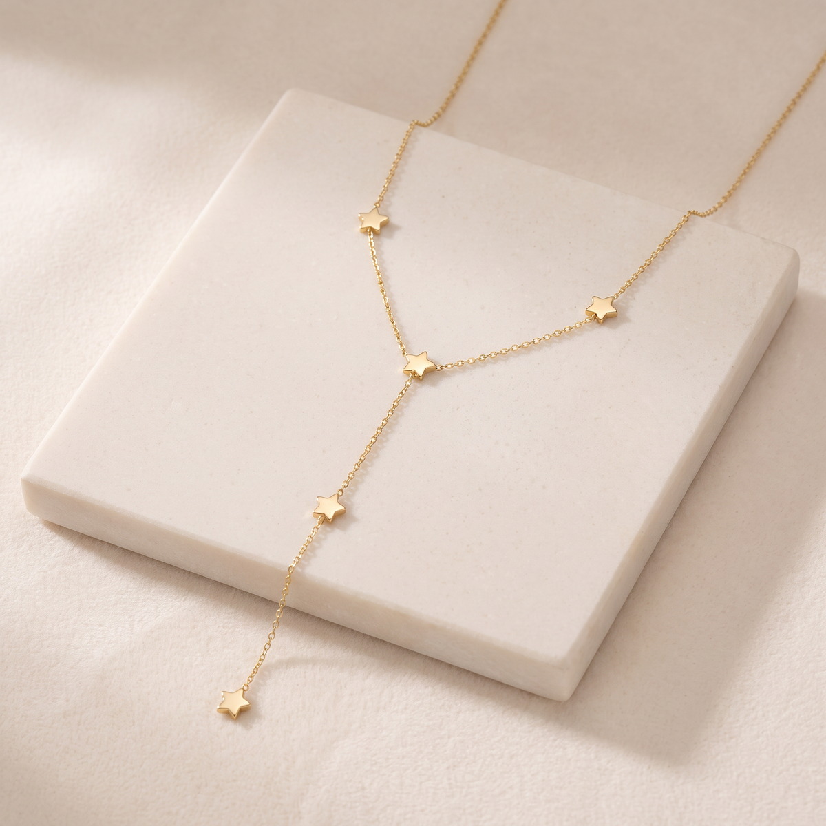 Collier étoile filante en Y sur chaîne — Doré