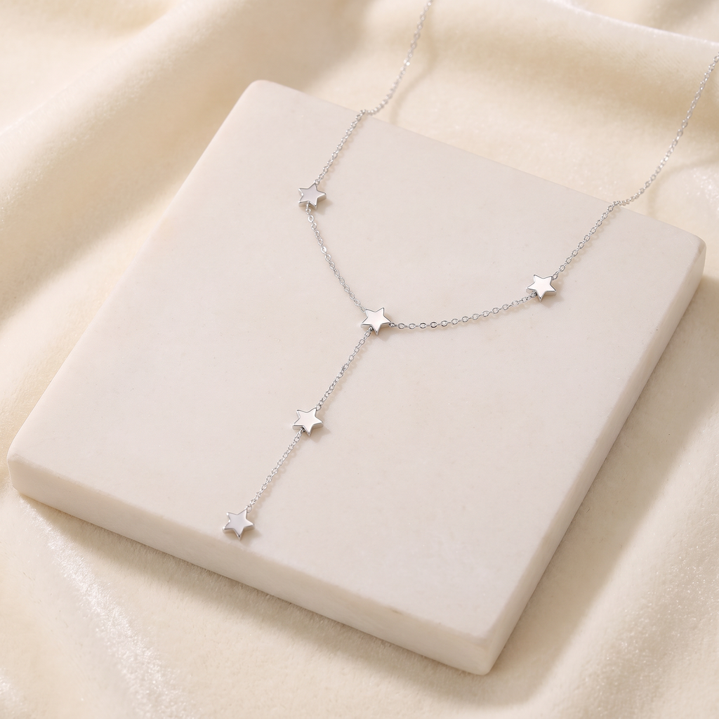 Collier étoile filante en Y sur chaîne — Argenté