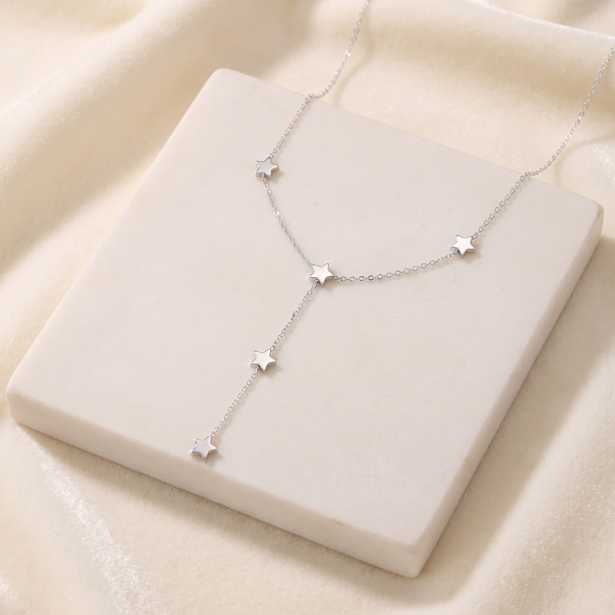 Collier étoile filante en Y sur chaîne — Argenté
