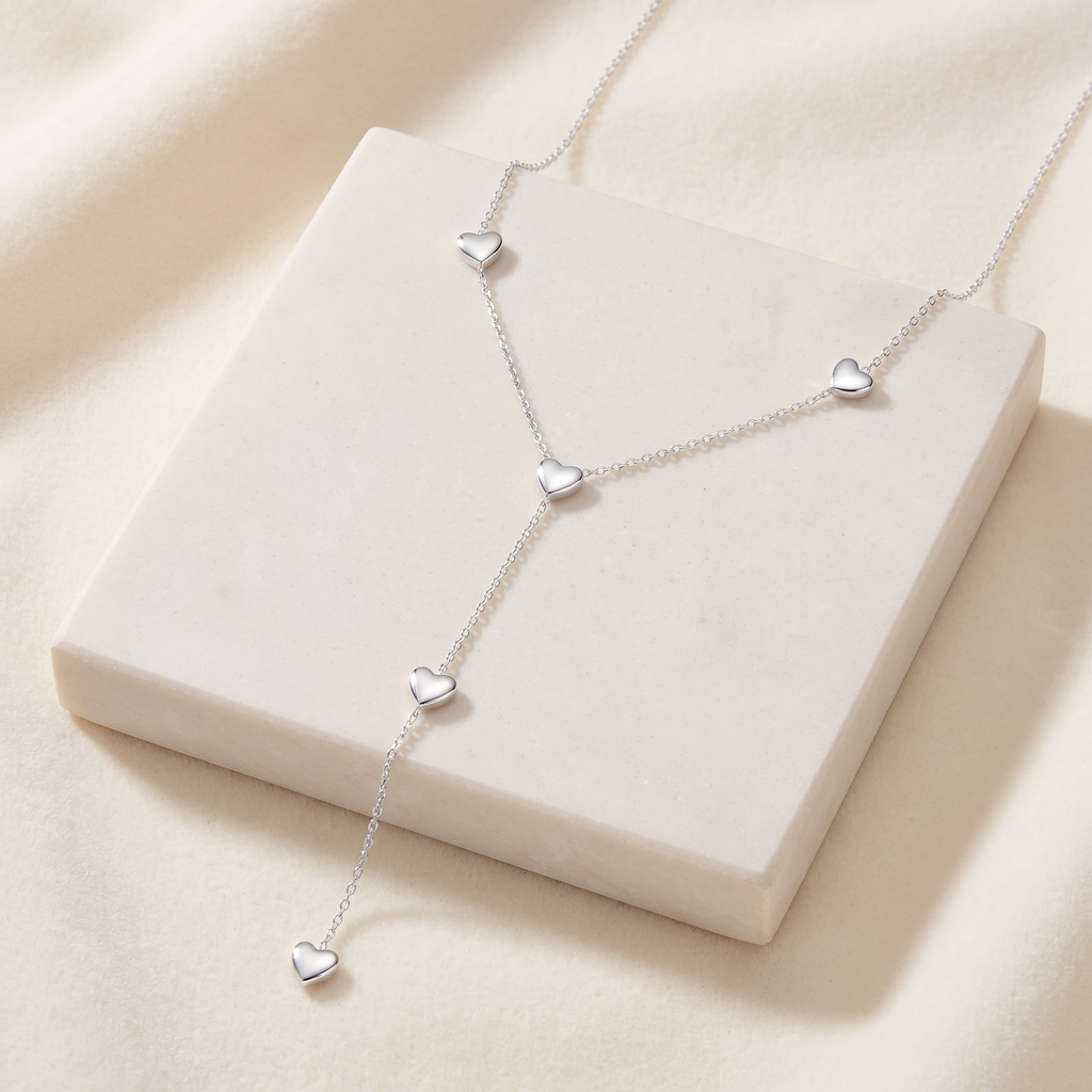 Collier cœur maille fine à motifs multiples — Argenté