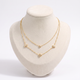 Collier fleur à strass double rang 42,5 cm, vue de face, doré