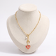 Collier cœur et lune doré en émail, vue de face