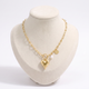 Collier cœur à motif bombé sur chaîne, vue de face, doré