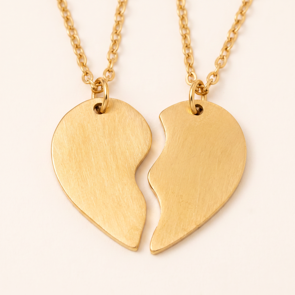 Collier cœur meilleure amie, détail du motif, doré