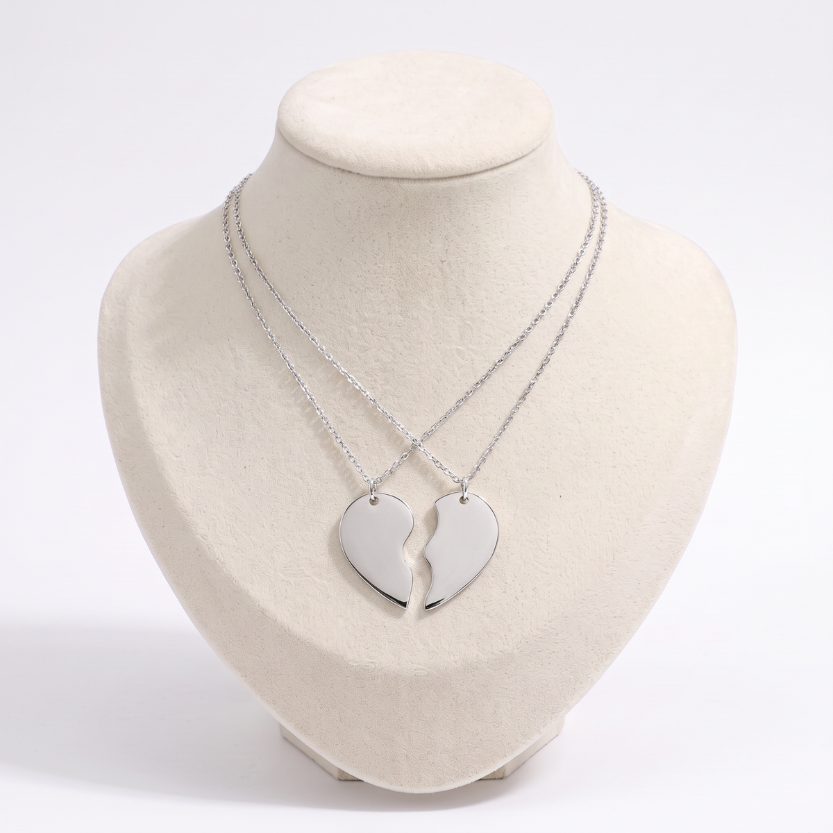 Collier cœur meilleure amie, vue de face, argenté