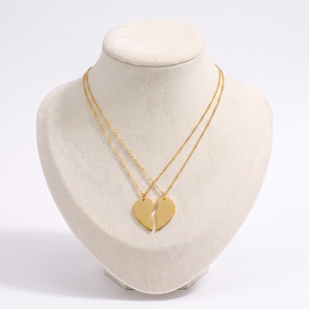 Collier cœur meilleure amie, vue de face, doré