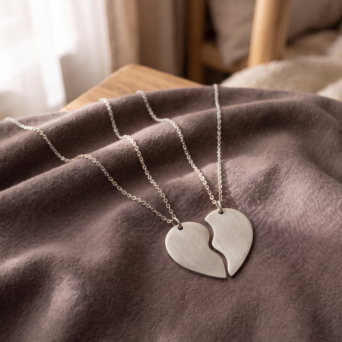 Collier cœur meilleure amie, porté en tenue, argenté
