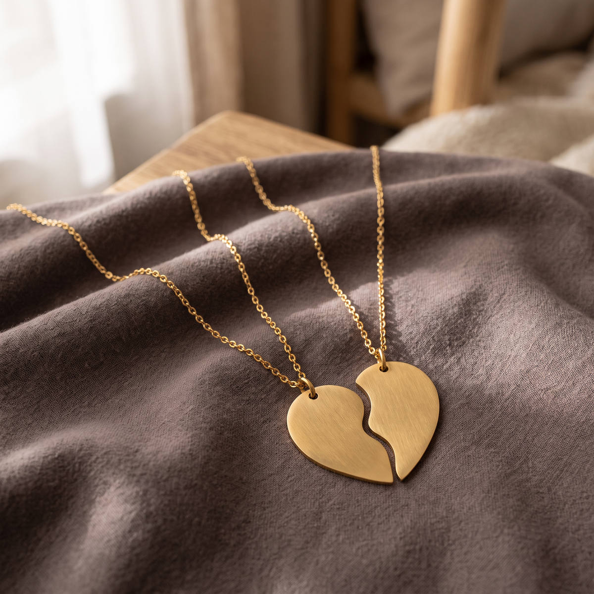 Collier cœur meilleure amie, porté en tenue, doré
