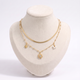 Collier fleur à strass double rang 42 cm, vue de face, doré
