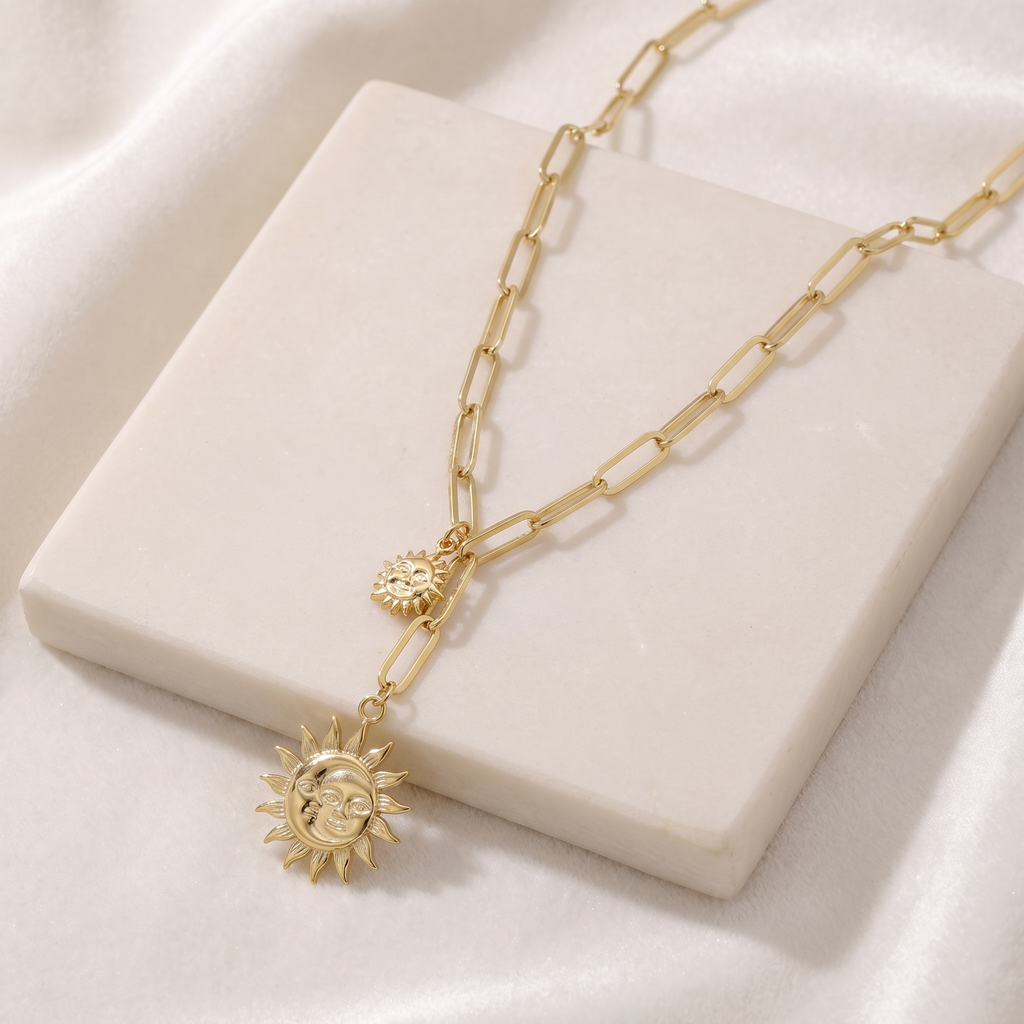 Collier soleil double rang — Doré