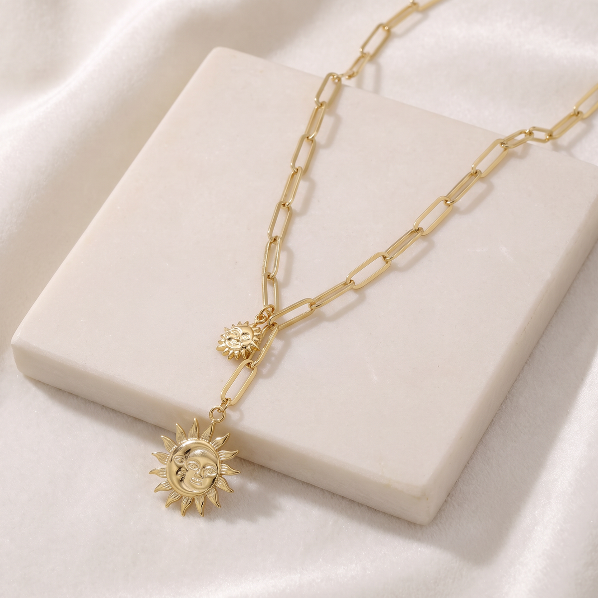 Collier soleil double rang — Doré